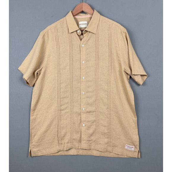 Scotch & Soda Other - Scotch & Soda Amsterdam Linen Blend Shirt Mens Large Tan Short Sleeve Button Up